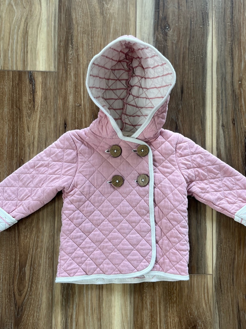 Burt's Bees Baby Quilted Pink Hooded Jacket, Size 18 Months